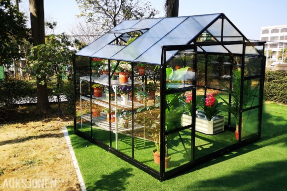2026 DRIVHUS 250x250/257x228CM -  6,42M2 - HELT NYTT - HERDET GLAA/POLYCARBONAT, 934